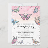 Holographic Butterfly Birthday Invitation Kaart (Voorkant)