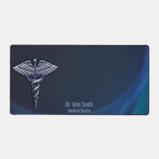 Holographic Chrome Dark 3D Caduceus Medical Bureaumat (Voorkant)