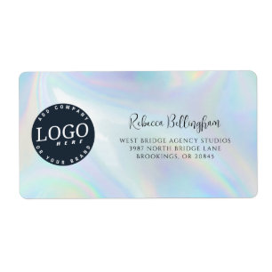 Holographic Company Logo Modern Kantoor Adres Etiket