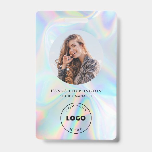 Holographic Company Logo QR Code Employee Badge (Voorzijde)