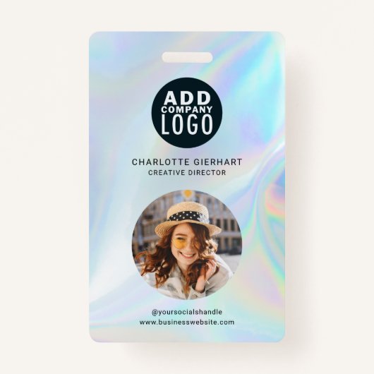 Holographic Company Logo QR Code Employee Badge (Voorkant)