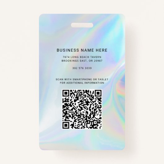 Holographic Company Logo QR Code Employee Badge (Achterkant)