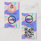 Holographic Company Logo QR Code Employee Photo Visitekaartje (Voorkant / Achterkant)