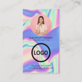Holographic Company Logo QR Code Employee Photo Visitekaartje (Voorkant)