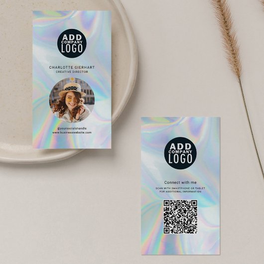 Holographic Company Logo QR Code Employee Photo Visitekaartje