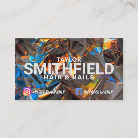 Holographic Crystal Colorful Modern Trendy Visitekaartje (Voorkant)
