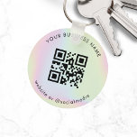 Holographic Custom Business Qr Code Scan Sleutelha Sleutelhanger<br><div class="desc">Bevorder uw bedrijf met deze eenvoudige sleutelhanger,  met aangepaste QR-code en tekst. Voeg uw QR-code en andere gegevens eenvoudig toe door op de optie "personaliseren" te klikken.</div>