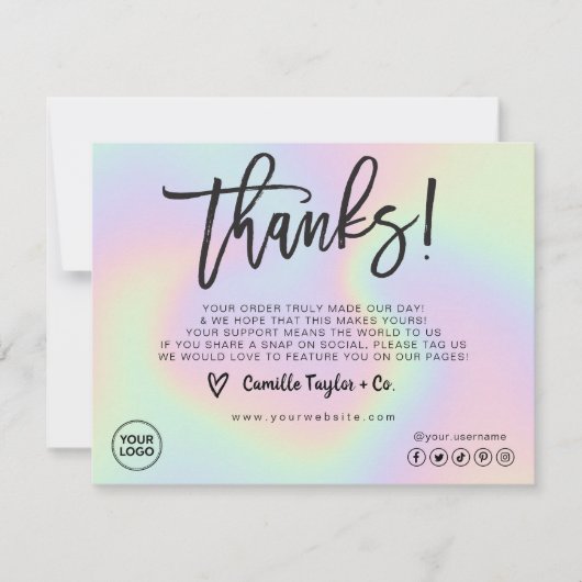 Holographic Custom Logo Package Insert & Customer Bedankkaart (Voorkant)