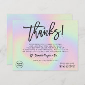 Holographic Custom Logo Package Insert & Customer Bedankkaart (Voorkant / Achterkant)