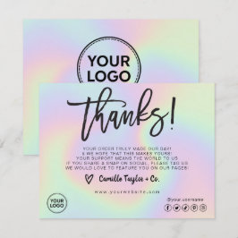 Holographic Custom Logo Package Insert & Customer Bedankkaart