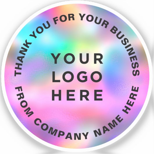 Holographic Cute Thank You Business Logo Vinyl Sticker (Voorkant)