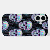 Holographic Cyber Skull Circuit Pattern Phone Case (Achterkant (horizontaal))