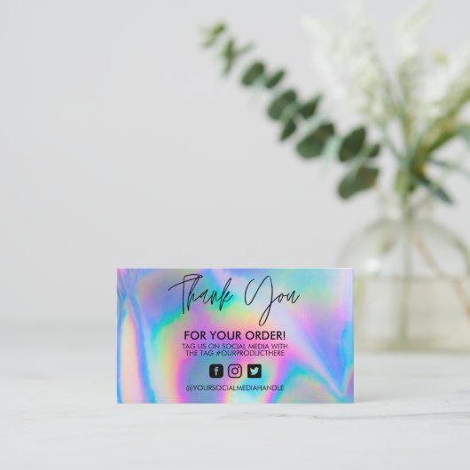 Holographic Dankje Trendy Salon Visitekaartje (Staand voorkant)