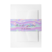 Holographic Delicate Name Date Wedding Minimal Uitnodigingen Wikkel (Voorkant Voorbeeld)