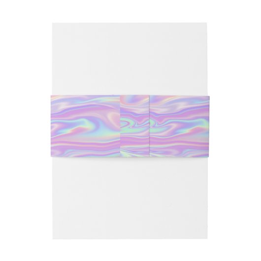 Holographic Delicate Name Date Wedding Minimal Uitnodigingen Wikkel (Achterkant Voorbeeld)