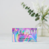Holographic Drip Dankuwel Trendy Salon Visitekaartje (Staand voorkant)