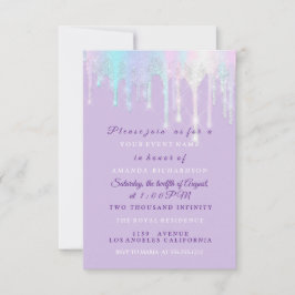 Holographic Drips Unicorn Mermaid Sweet 16th Bride Kaart