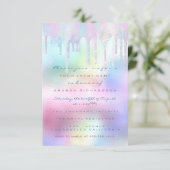 Holographic Drips Unicorn Party Sweet 15th Mermaid Kaart (Staand voorkant)