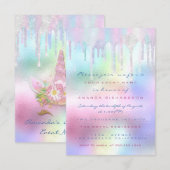 Holographic Drips Unicorn Party Sweet 15th Mermaid Kaart (Voorkant / Achterkant)