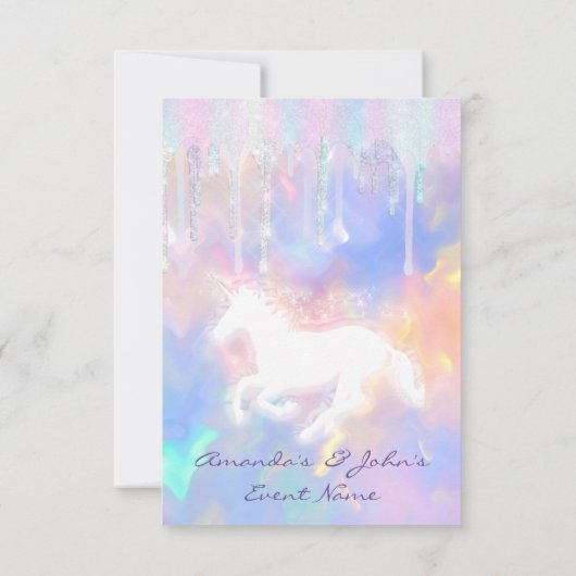 Holographic Drivers Unicorn Party Baby shower Kaart (Achterkant)