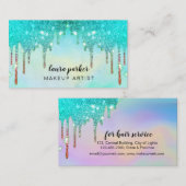Holographic Driving Blauwgroen Makeup Hair Stylist Visitekaartje (Voorkant / Achterkant)