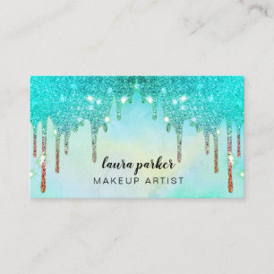 Holographic Driving Blauwgroen Makeup Hair Stylist Visitekaartje