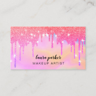 Holographic Driving Pink Makeup Hair Stylist Visitekaartje