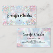 Holographic Elegant Glitter Makeup Artist Visitekaartje (Voorkant / Achterkant)