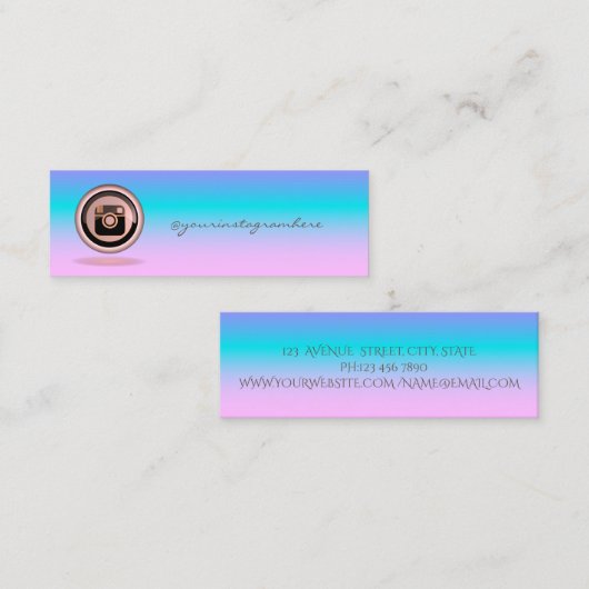 Holographic Elegant Instagram Social Mini Visitekaartje (Voorkant / Achterkant)