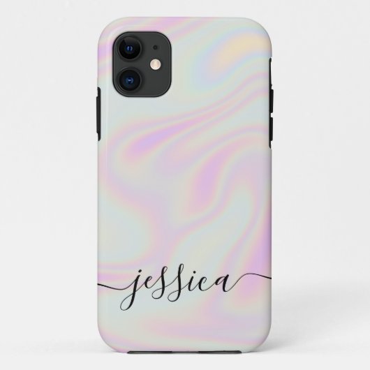 Holographic Elegant Script Name Case-Mate iPhone Case (Achterkant)