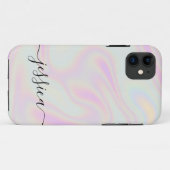 Holographic Elegant Script Name Case-Mate iPhone Case (Achterkant (horizontaal))