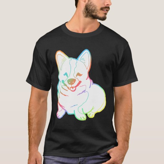 Holographic Fat Corgi Magnet T-shirt (Voorkant)