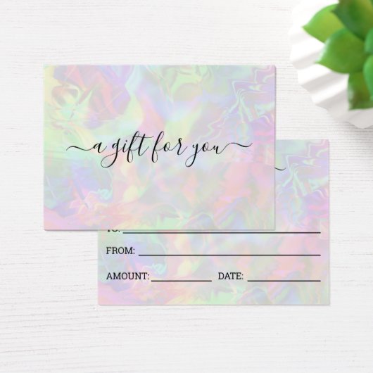 Holographic Girly Trendy Business Gift Certificate Visitekaartje (Bureau)
