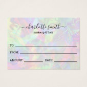 Holographic Girly Trendy Business Gift Certificate Visitekaartje (Achterkant)