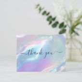 Holographic Glam Elegant Iridescent Thank You Briefkaart (Staand voorkant)