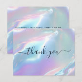 Holographic Glam Elegant Iridescent Thank You Briefkaart (Voorkant / Achterkant)
