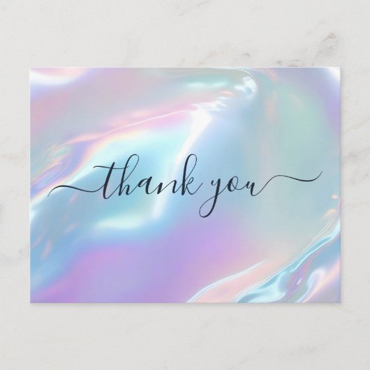 Holographic Glam Elegant Iridescent Thank You Briefkaart (Voorkant)