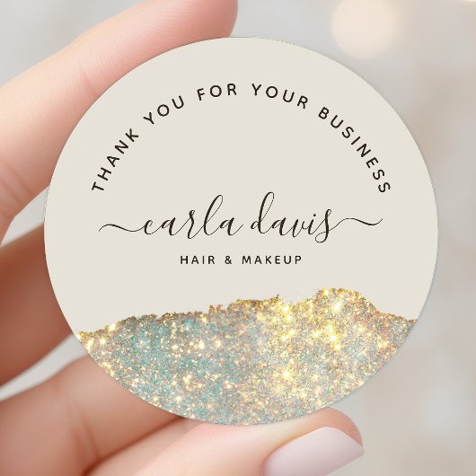 Holographic Glam Glitter Business Hartelijk dank Ronde Sticker