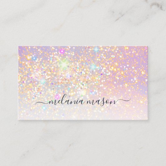 Holographic Glam Glitter Elegant Sparkles Girly Visitekaartje (Voorkant)