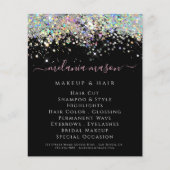 Holographic Glitter Beauty Salon Black Elegant Flyer (Voorkant)