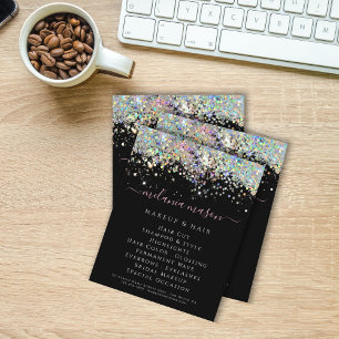 Holographic Glitter Beauty Salon Black Elegant Flyer