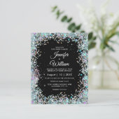 Holographic Glitter Black Wedding Invitation (Staand voorkant)