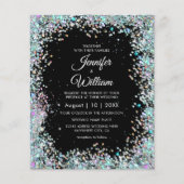 Holographic Glitter Black Wedding Invitation (Voorkant)