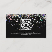Holographic Glitter Custom Qr Code Black Visitekaartje (Achterkant)