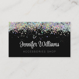 Holographic Glitter Custom Qr Code Black Visitekaartje
