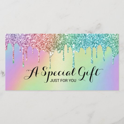Holographic Glitter Drift Salon Cadeaubonnen (Voorkant)