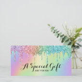 Holographic Glitter Drift Salon Cadeaubonnen (Staand voorkant)