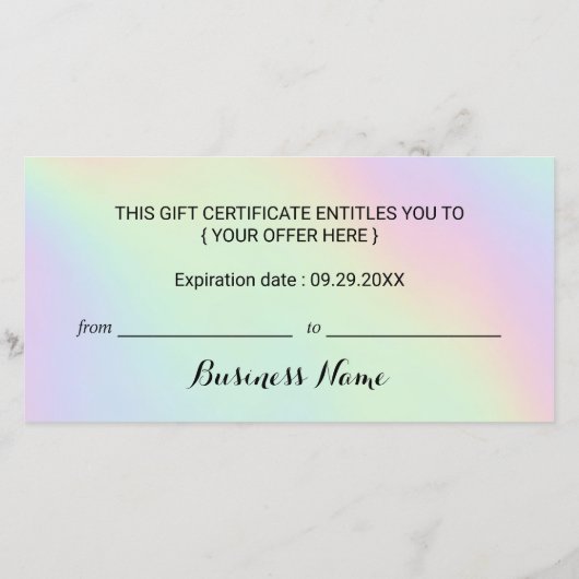 Holographic Glitter Drift Salon Cadeaubonnen (Achterkant)