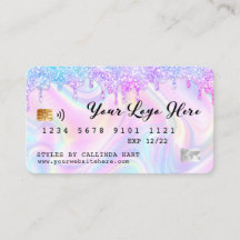 Holographic Glitter Drip VIP Loyalty Credit Style