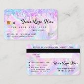 Holographic Glitter Drip VIP Loyalty Credit Style  Visitekaartje (Voorkant / Achterkant)